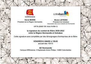 Invitation Signature contrat de filière SOTRABAN Région Normandie
