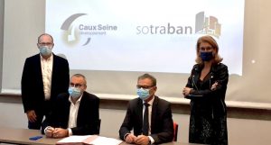 Signature de convention de partenariat entre SOTRABAN et Caux Seine Développement